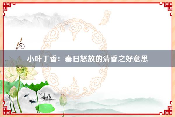 小叶丁香:春日怒放的清香之好意思